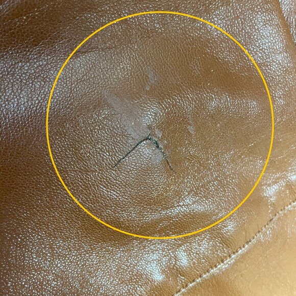 Vintage Leather Jacket Oversize Women Open Front FLAWS Soft Batwing Sleeve Brown - Picture 10 of 16